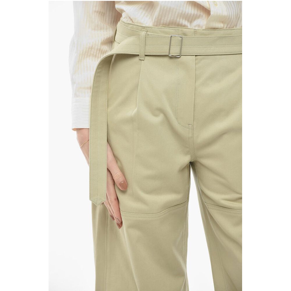 Low Classic Belted Cargo Pants with Front Pleats