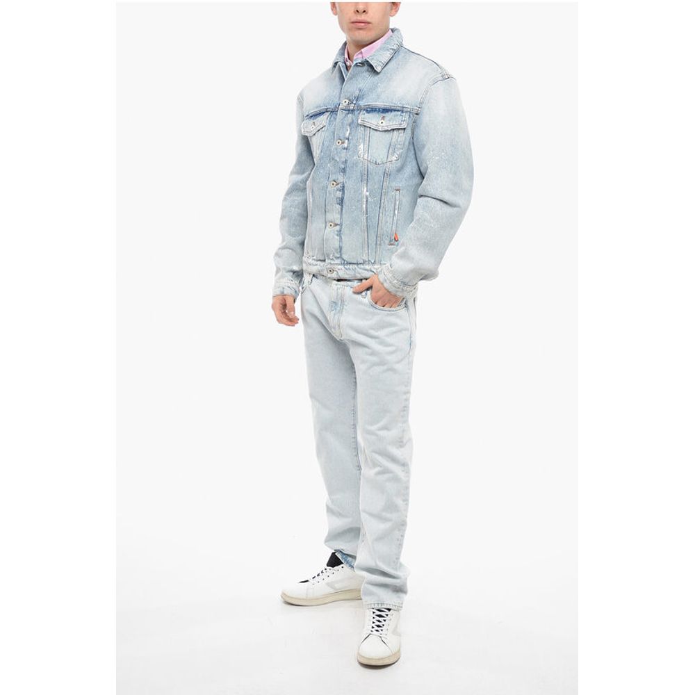 Heron Preston Distressed Denim Jacket with Logo Patch