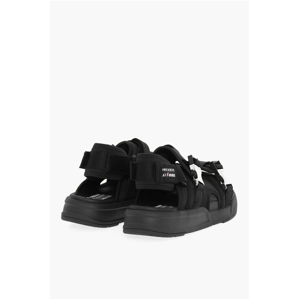 Neil Barrett LI-NING Solid Color Double Buckle Sandals with Socks