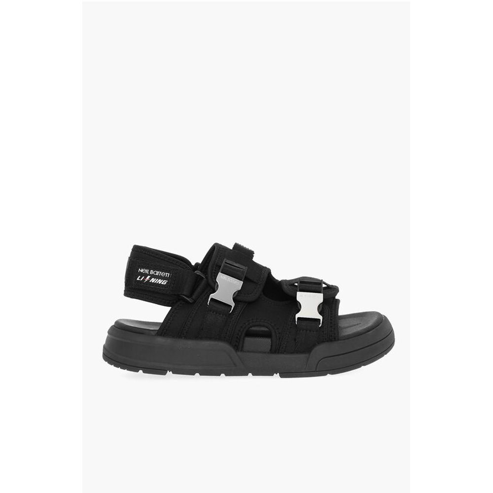 Neil Barrett LI-NING Solid Color Double Buckle Sandals with Socks