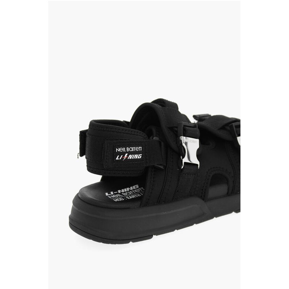 Neil Barrett LI-NING Solid Color Double Buckle Sandals with Socks