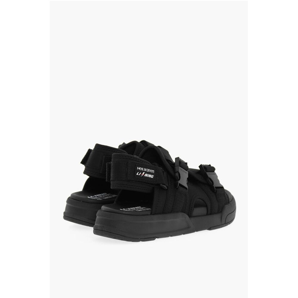 Neil Barrett LI-NING Solid Color Double-Buckle Sandals with Socks