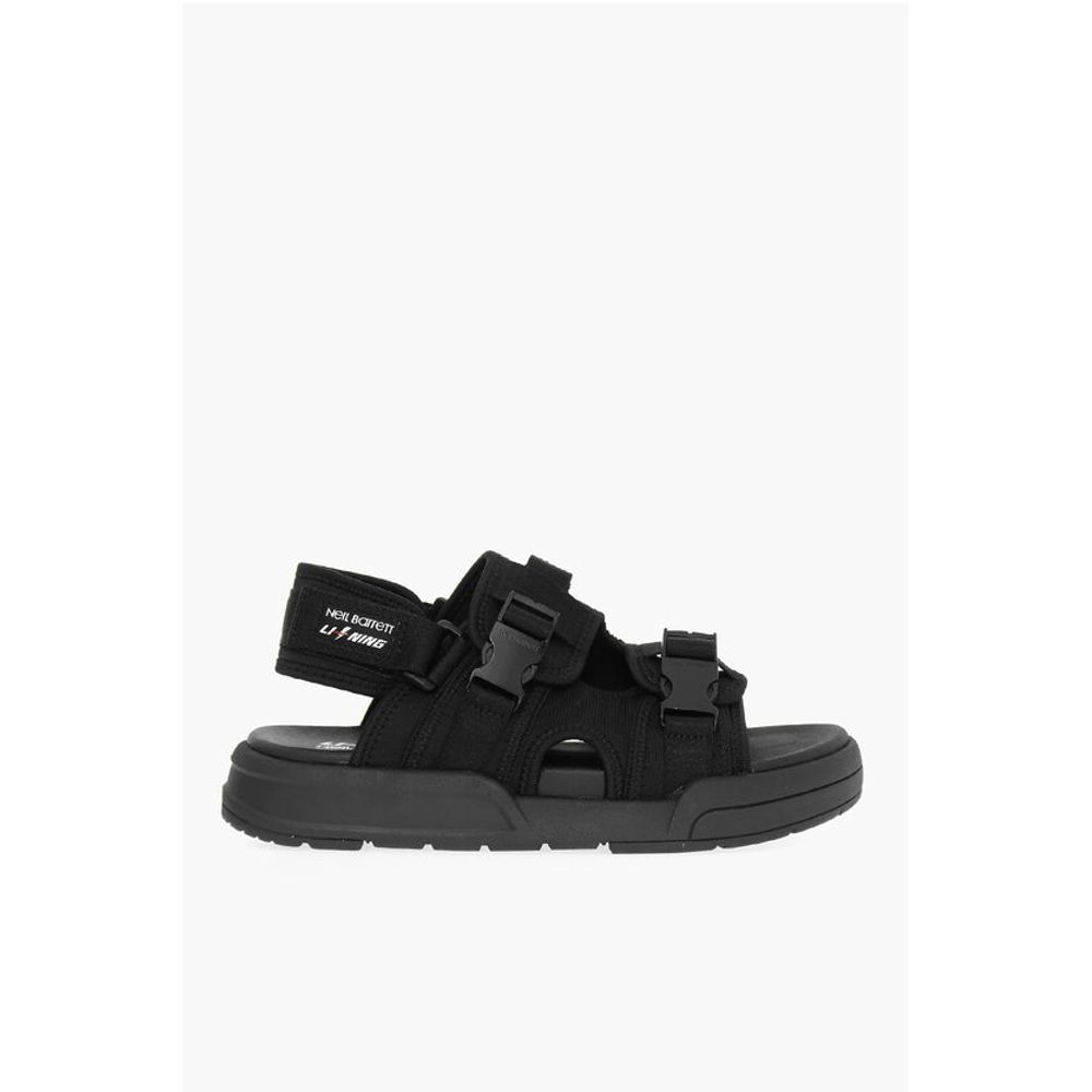 Neil Barrett LI-NING Solid Color Double-Buckle Sandals with Socks