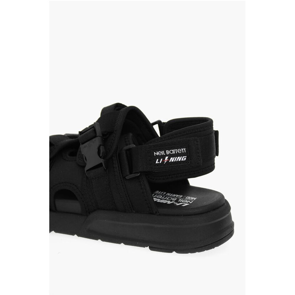 Neil Barrett LI-NING Solid Color Double-Buckle Sandals with Socks
