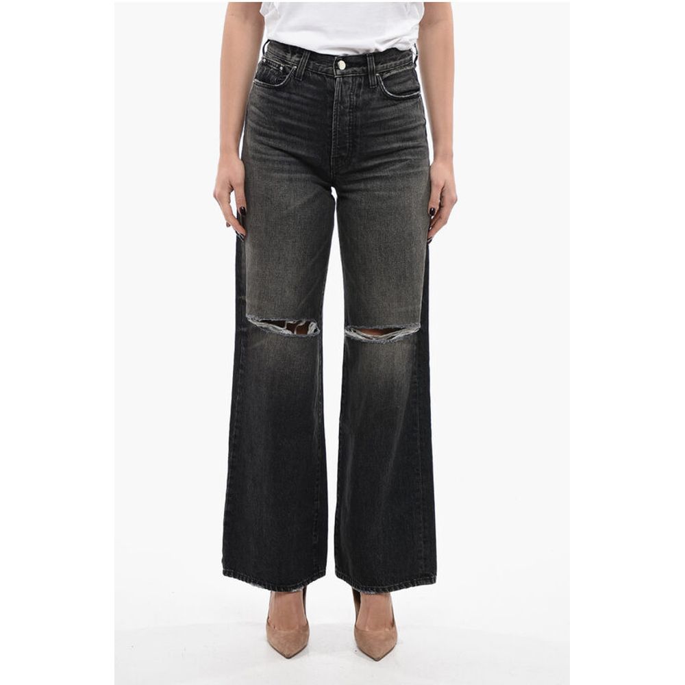 Amiri Wide Fit High Rise Jeans With Distressed Details 27cm