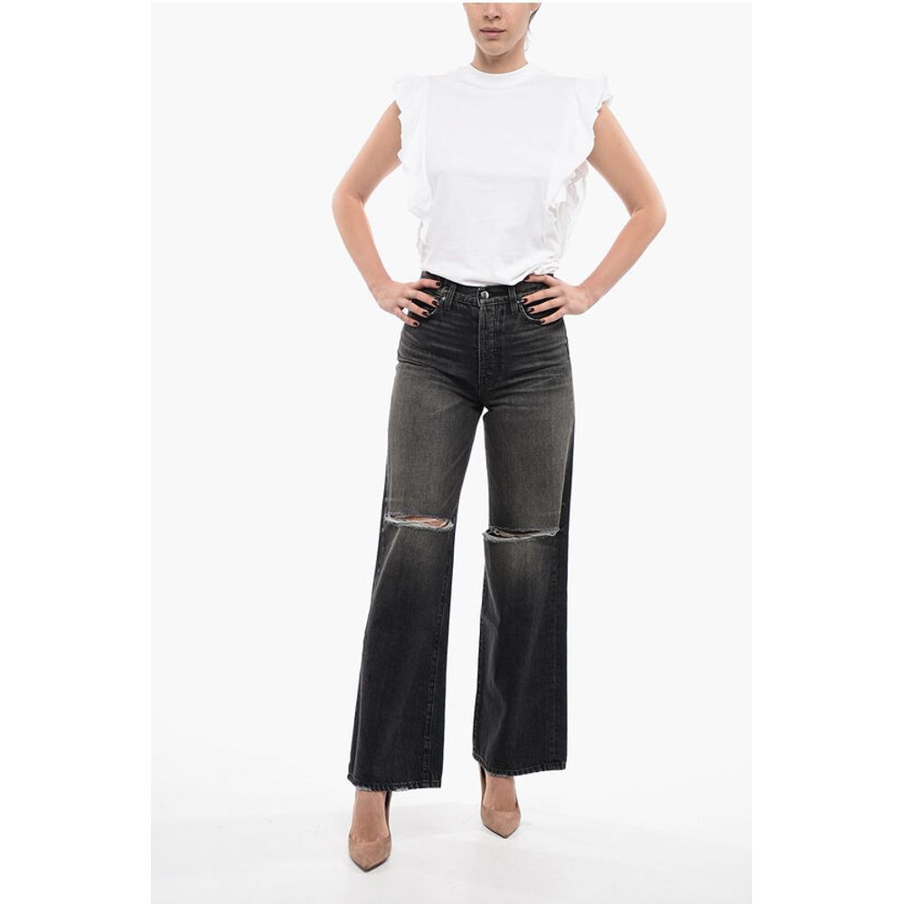 Amiri Wide Fit High Rise Jeans With Distressed Details 27cm