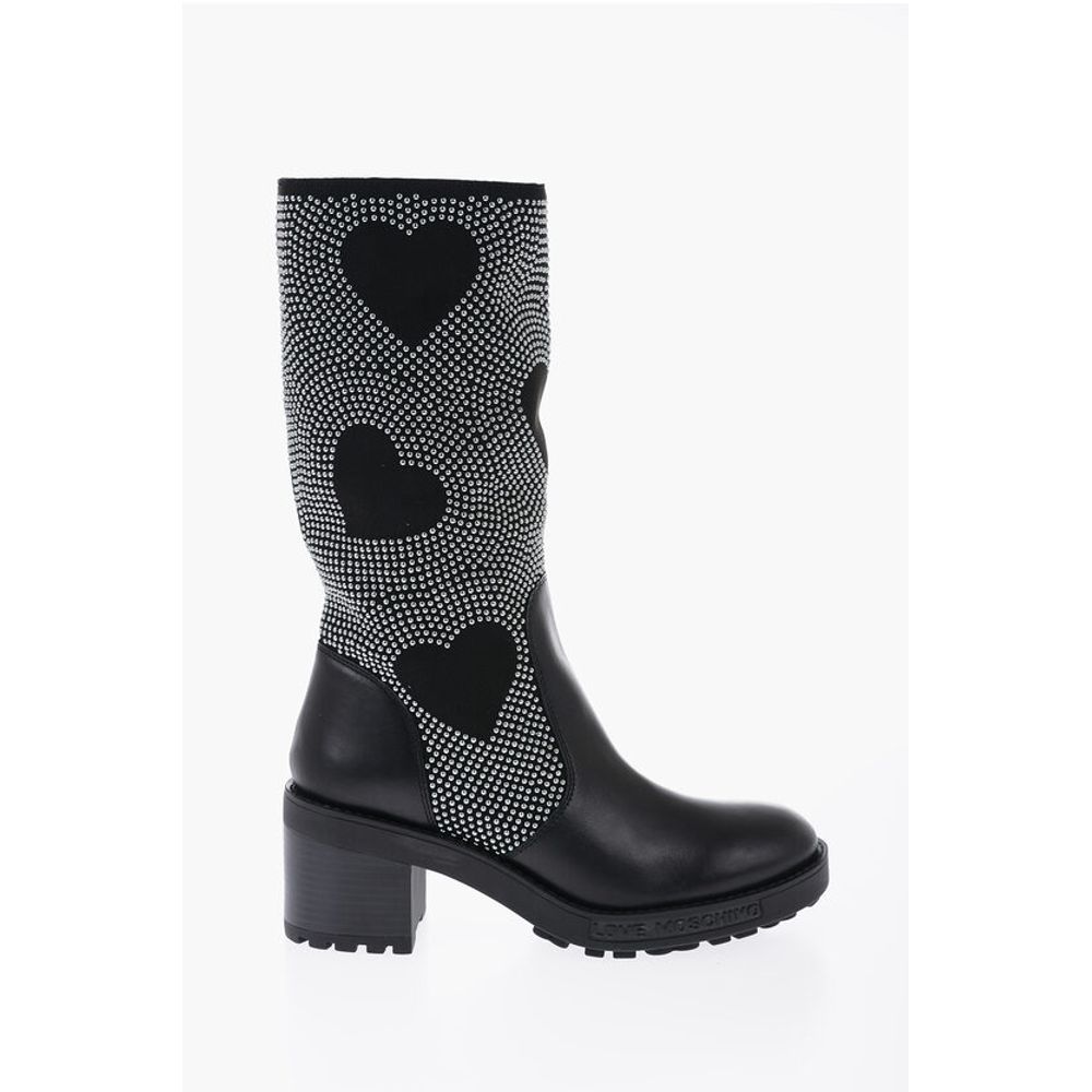 Moschino LOVE Studded High-Boots with Leather Details 8cm