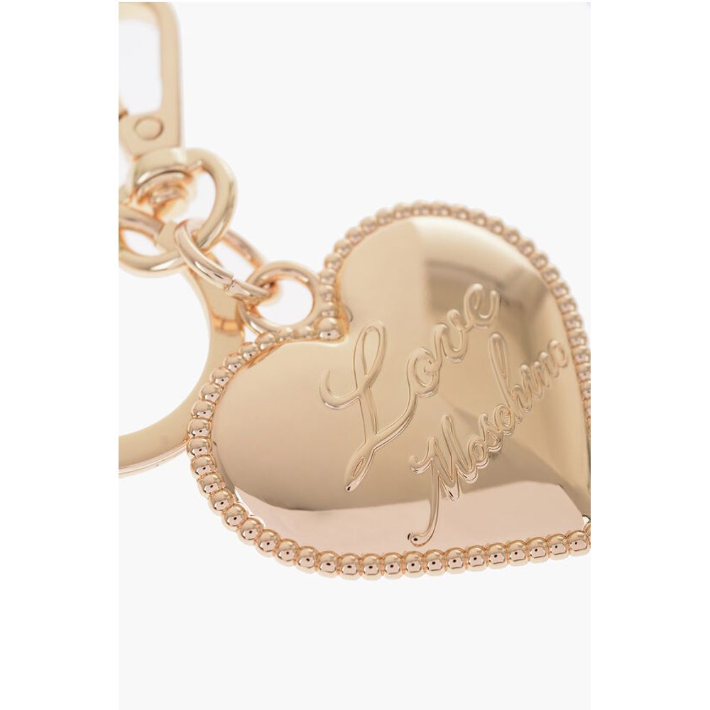 Moschino LOVE Golden-Effect keyring with Heart-Shaped Charm