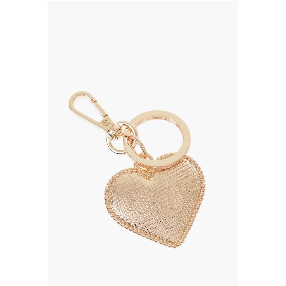 Moschino LOVE Golden-Effect keyring with Heart-Shaped Charm