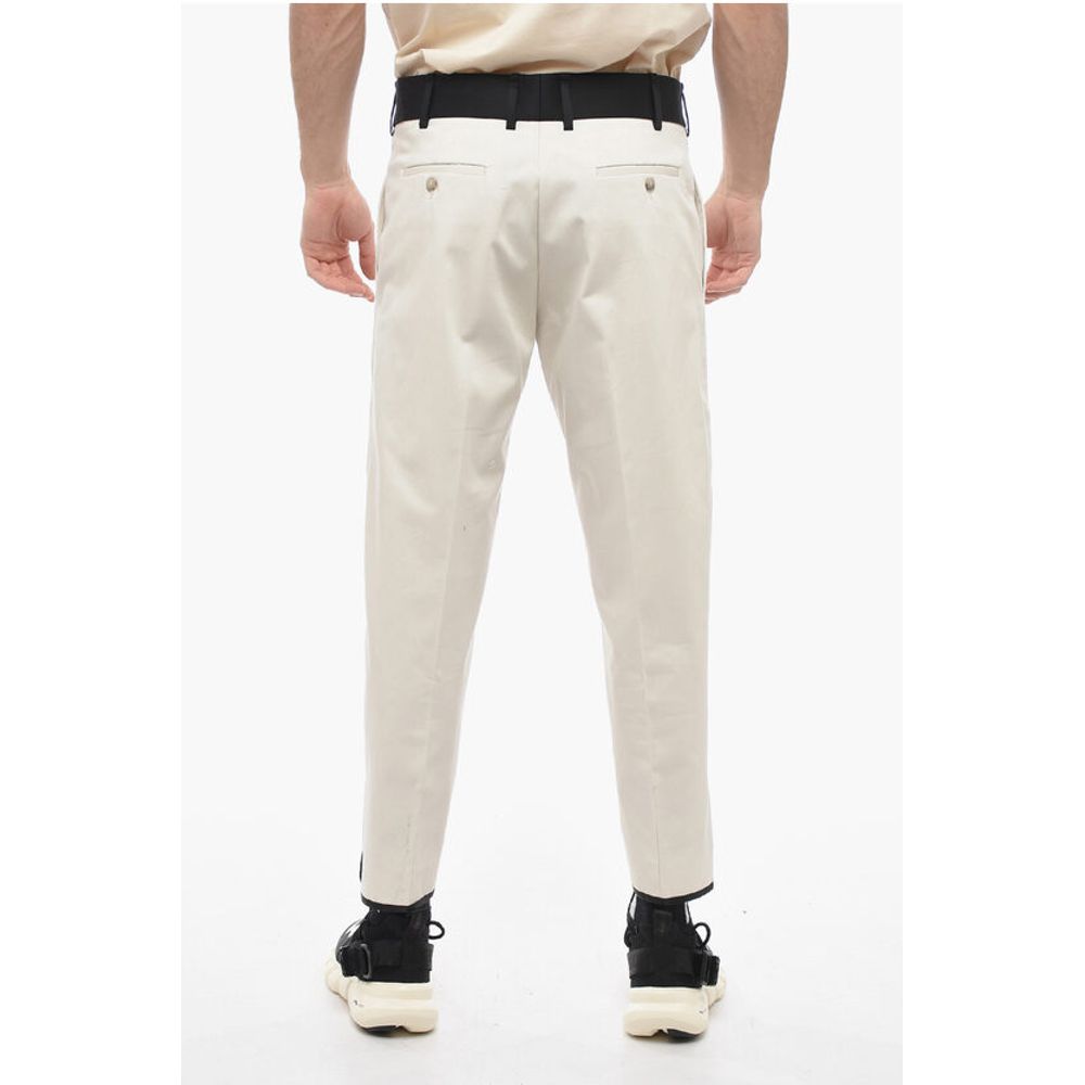 Neil Barrett Slim Fit Cotton Twill TOM Pants with Contrast Waistband
