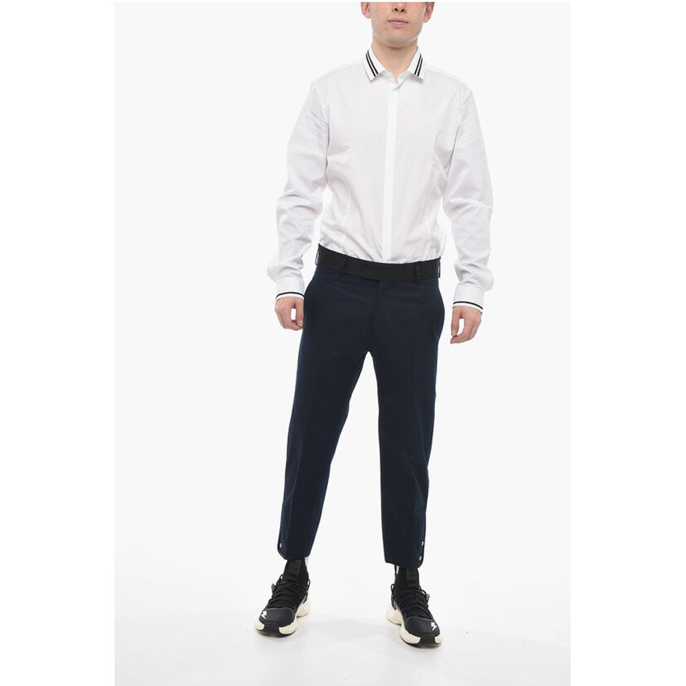 Neil Barrett Slim Fit TOM Pants with Contrasting Edges and Ankle Buttons