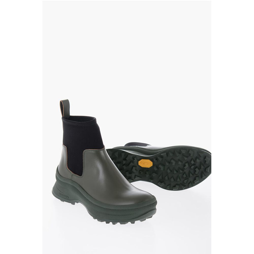 Jil Sander Leather Low Boots With Neoprene Insert