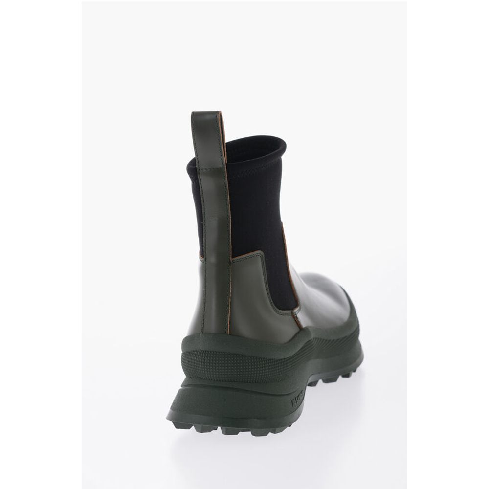 Jil Sander Leather Low Boots With Neoprene Insert