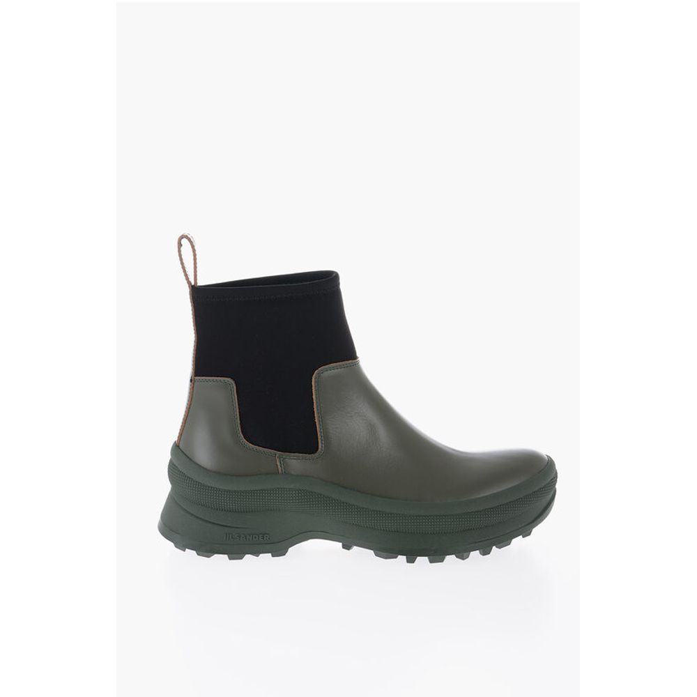Jil Sander Leather Low Boots With Neoprene Insert