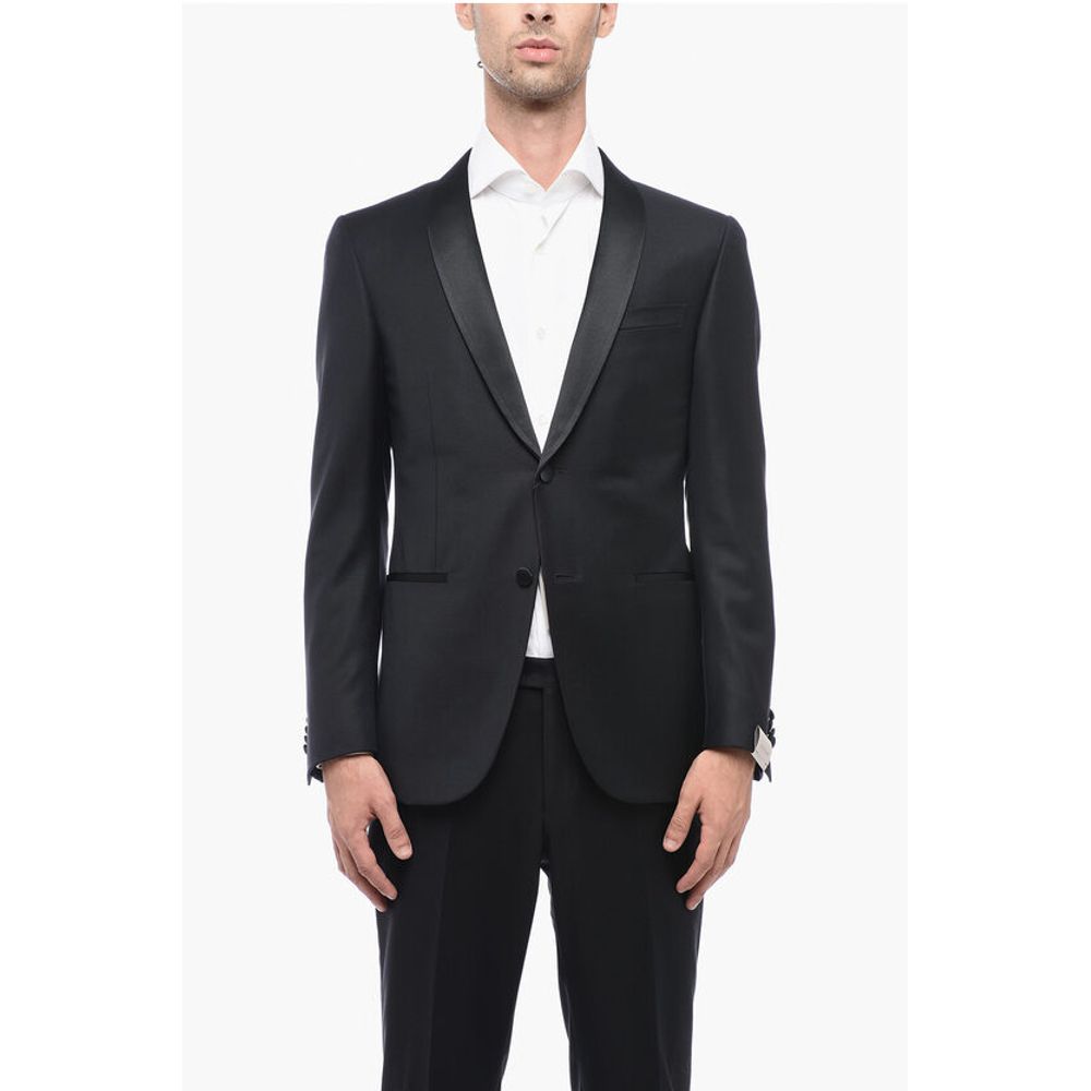 Corneliani Wool CERIMONIA ACADEMY Suit with Satin Shawl Lapel
