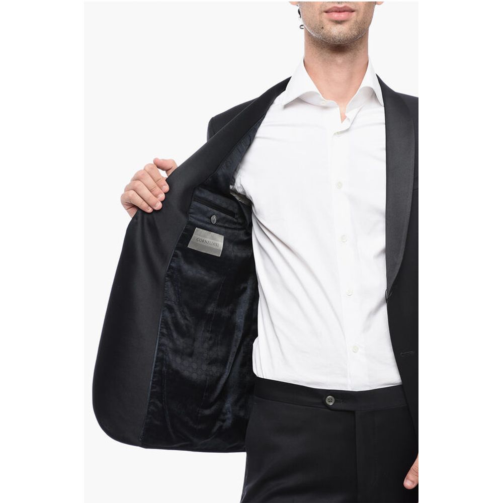 Corneliani Wool CERIMONIA ACADEMY Suit with Satin Shawl Lapel