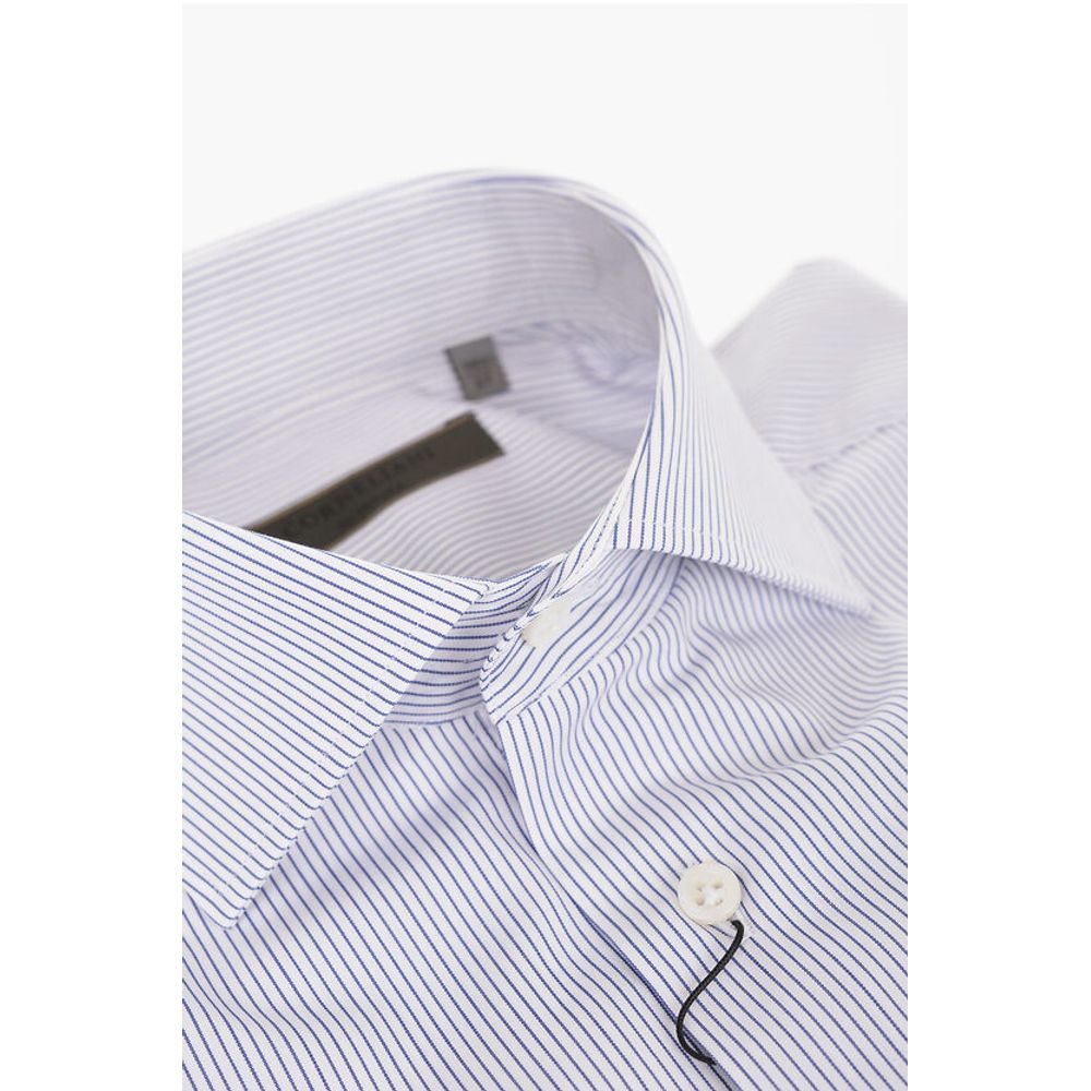 Corneliani SU MISURA Pinstriped Cotton Shirt with Standard Collar