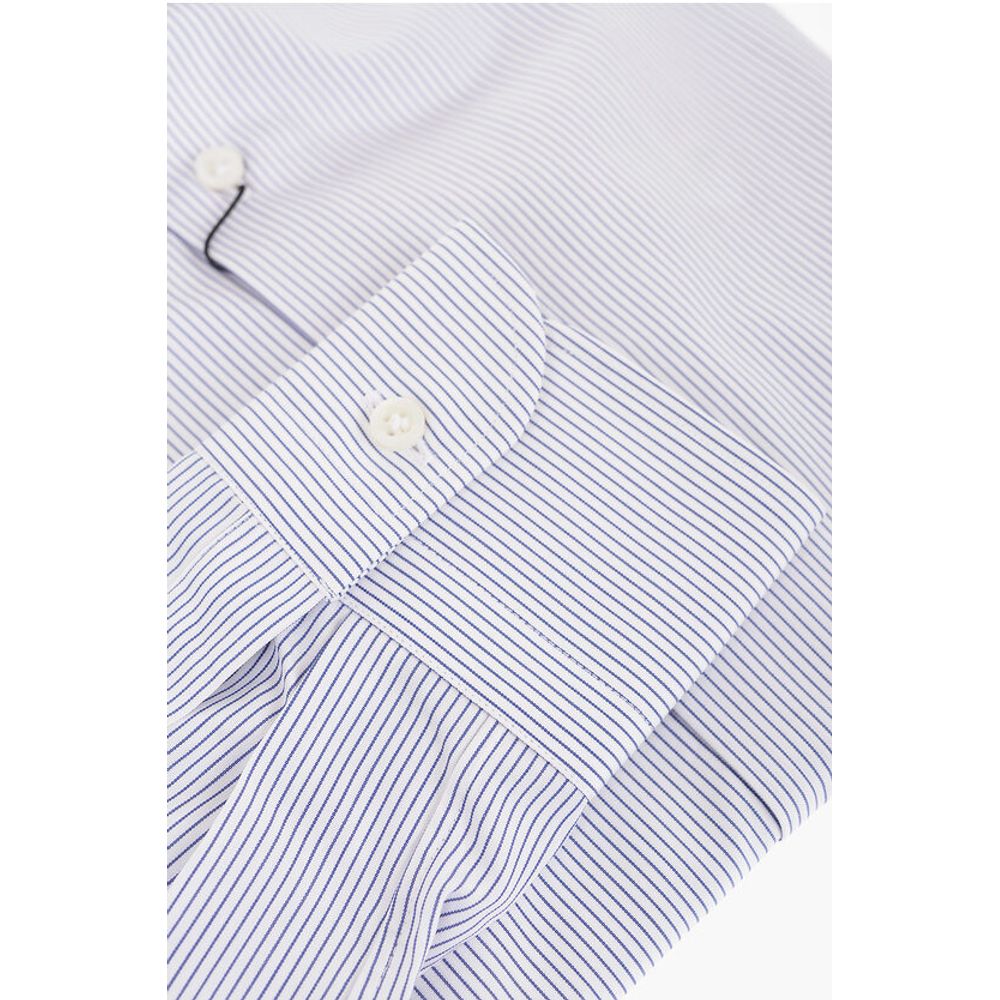 Corneliani SU MISURA Pinstriped Cotton Shirt with Standard Collar