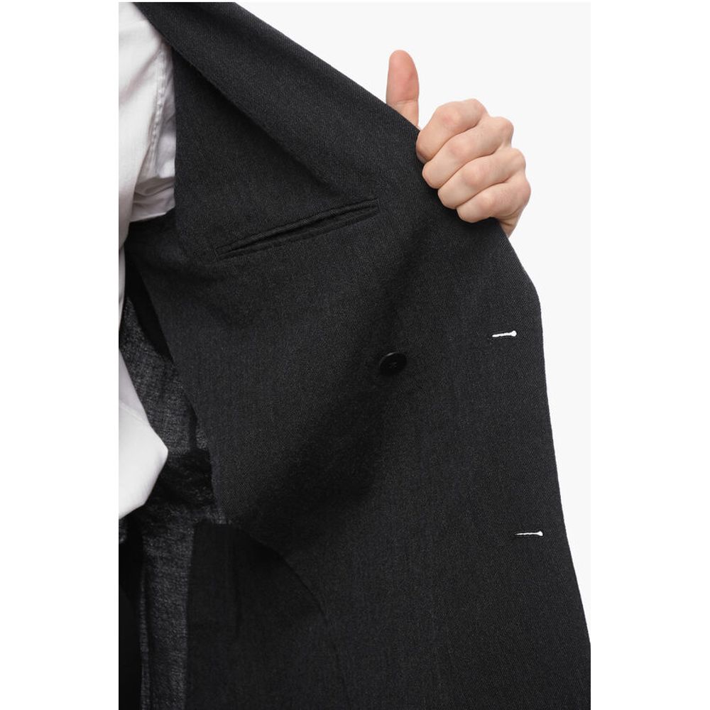 J.Press Wool and Flax Side Vents Peak Lapel Double-Breasted Blazer