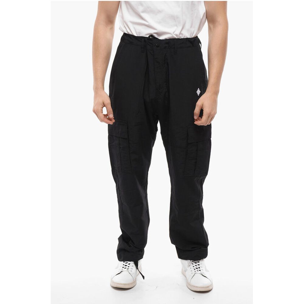 Marcelo Burlon Nylon CROSS Cargo Pants with Ankle Drawstring