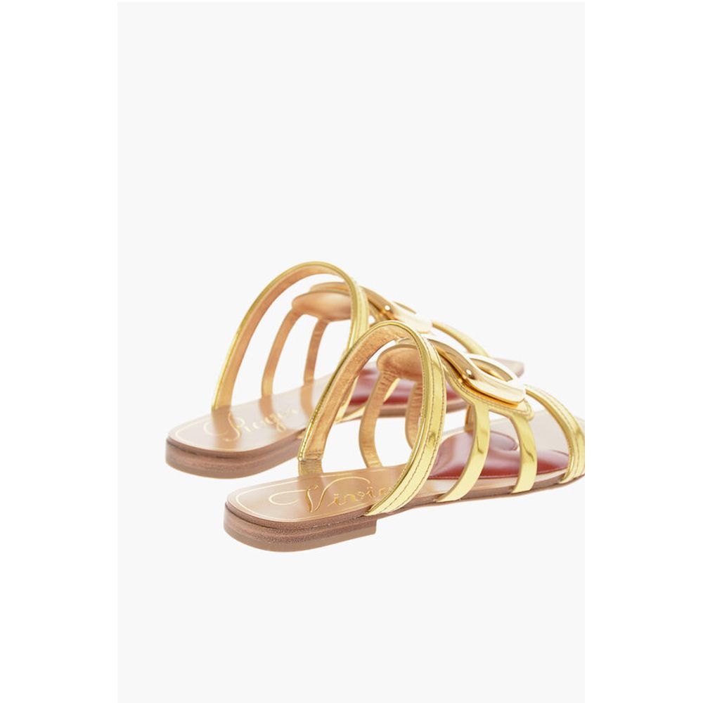 Roger Vivier Lamè Leather Gladiator Sandals