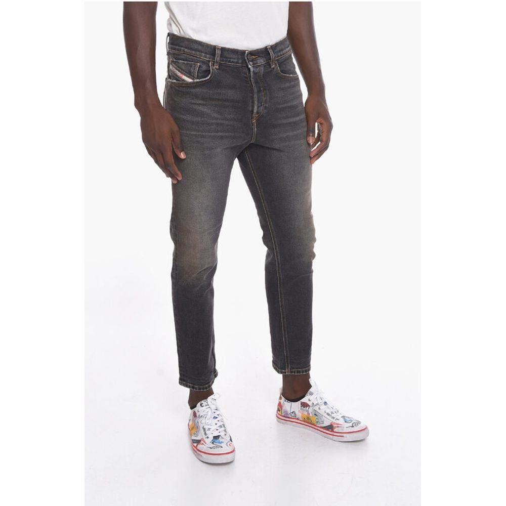 Diesel D-FINING Cropped Denims with Distressed Effect 17cm