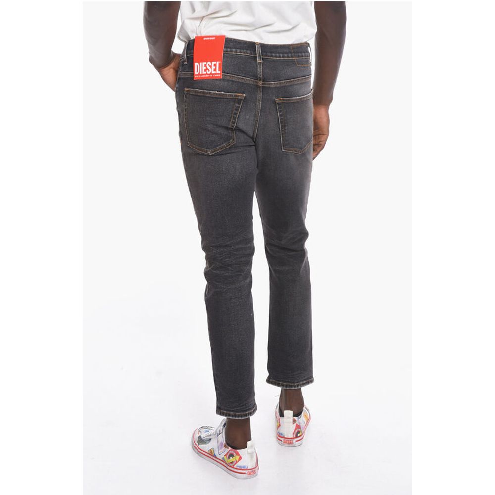Diesel D-FINING Cropped Denims with Distressed Effect 17cm