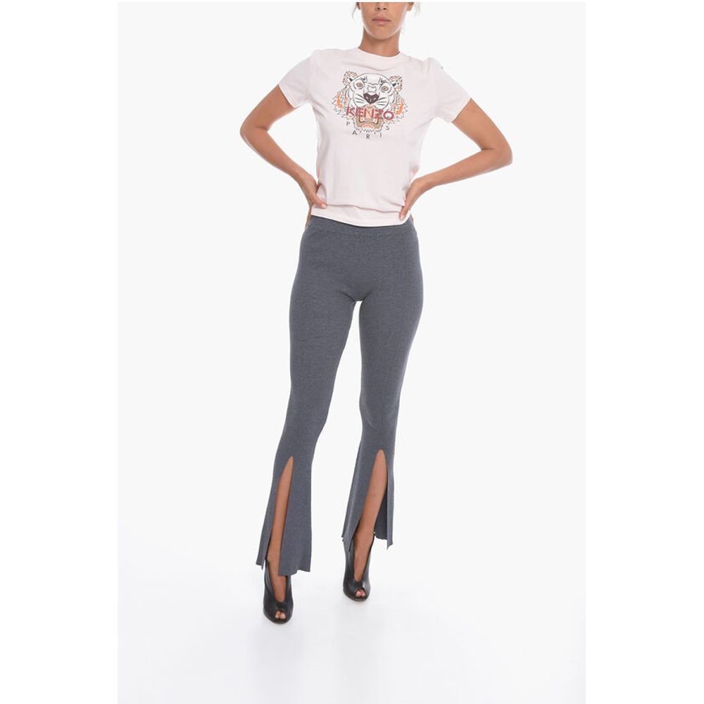 Remain Ribbed OMLY Boot-Cut Pants with Ankle Split