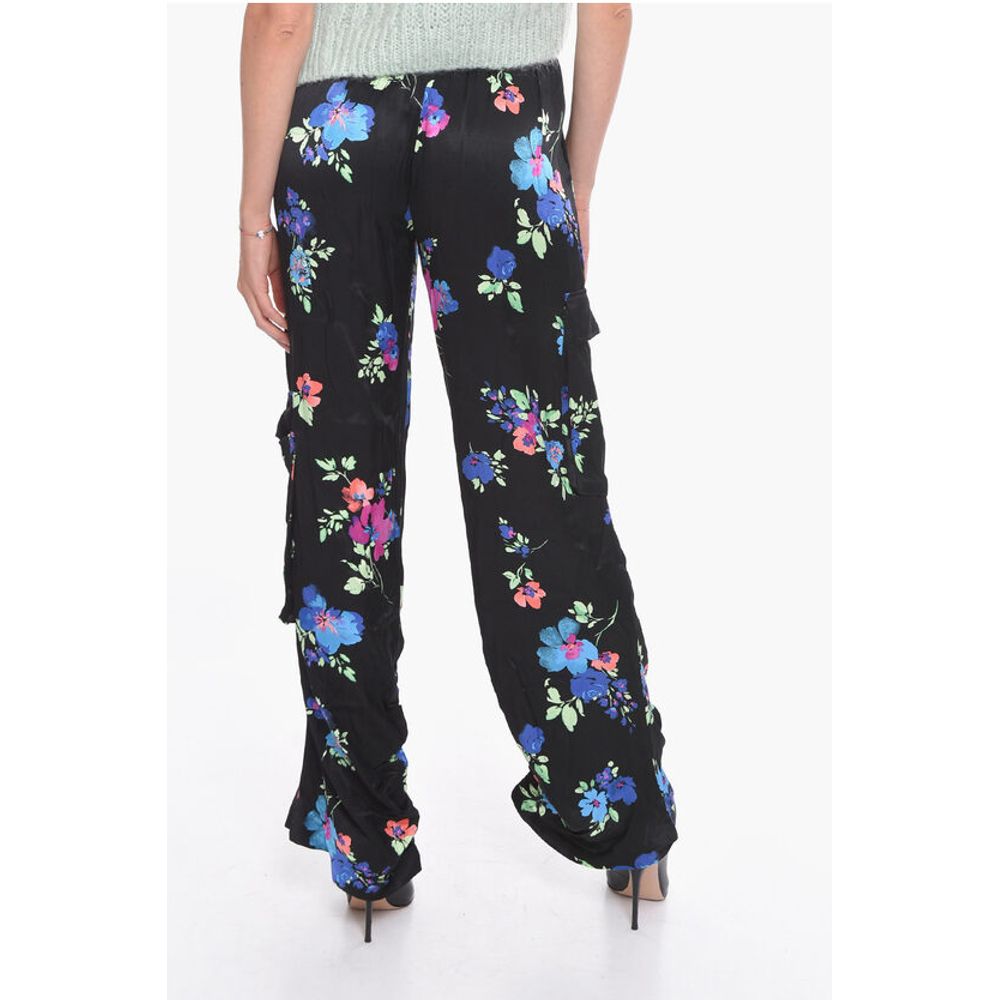 Rotate Floral-Motif Satin HEAVY Cargo Pants