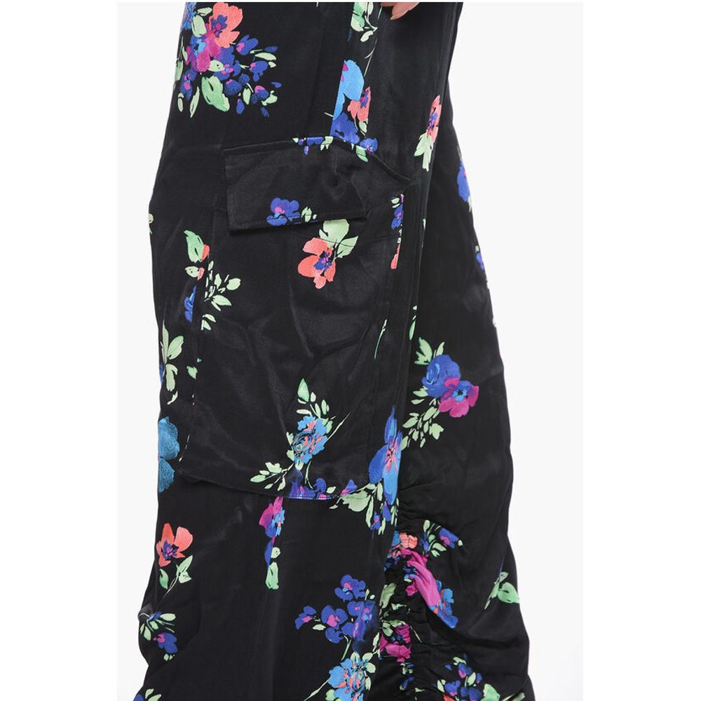 Rotate Floral-Motif Satin HEAVY Cargo Pants