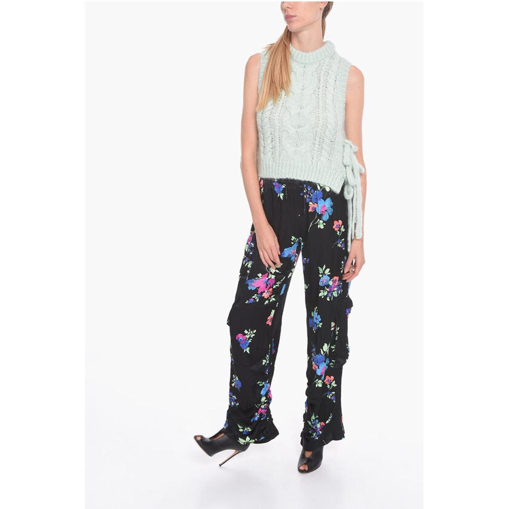 Rotate Floral-Motif Satin HEAVY Cargo Pants