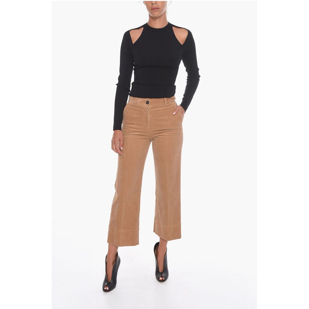 QL2 Corduroy Palazzo Trousers with Cropped Leg