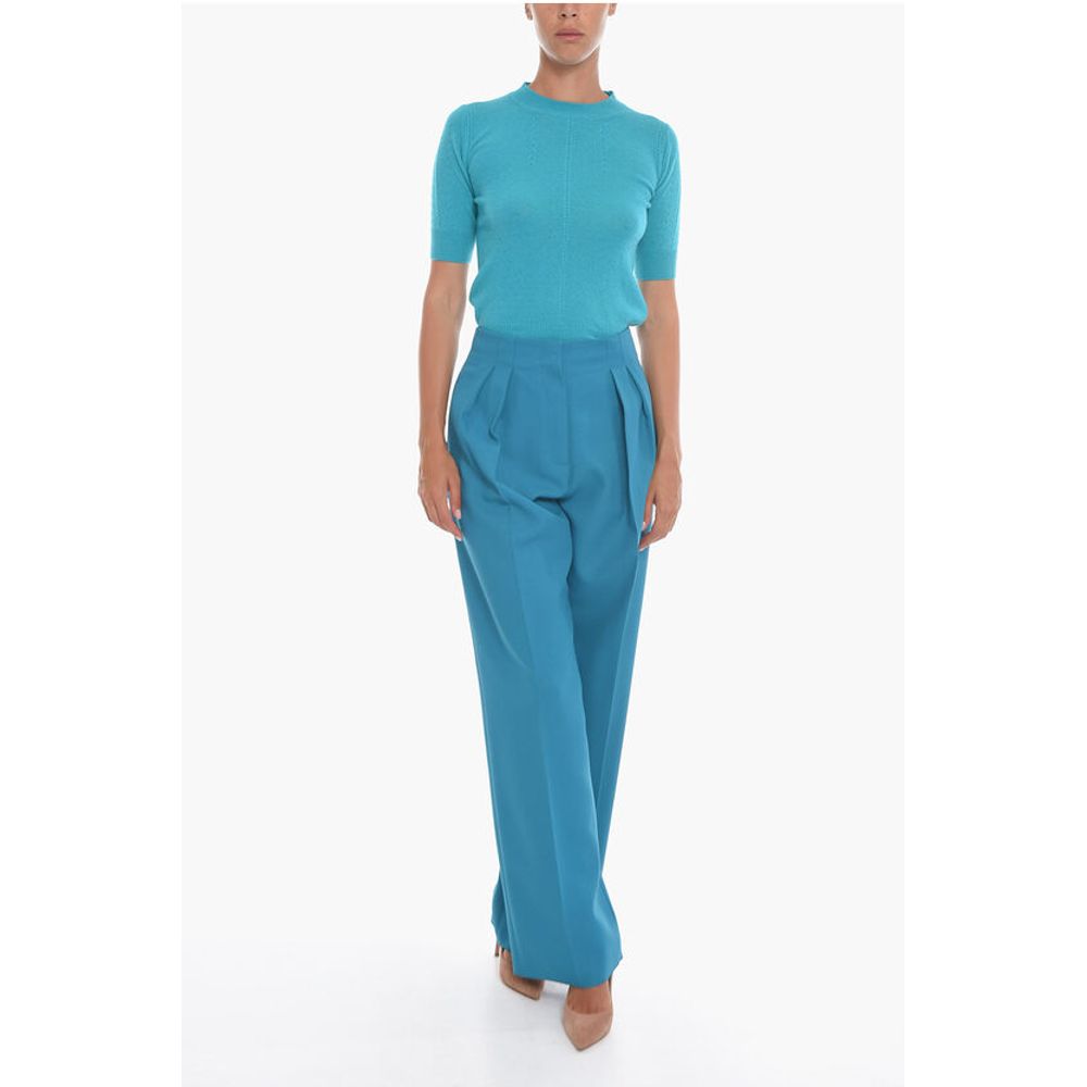 Super Blond Front-pleated Trousers with Wide-leg