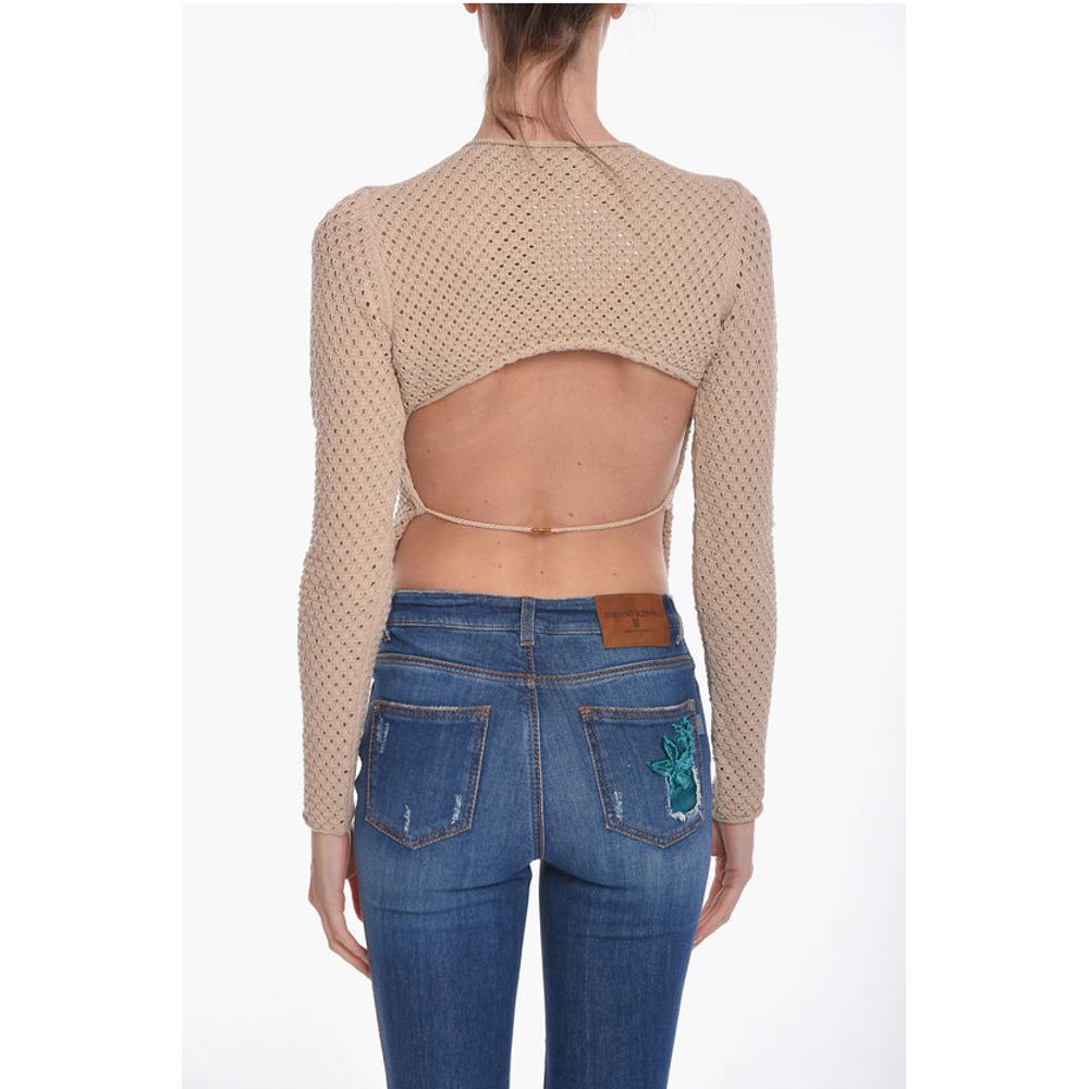 Aeron Openwork Crochet Sweather with Open Back