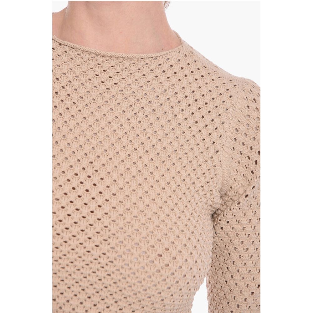 Aeron Openwork Crochet Sweather with Open Back