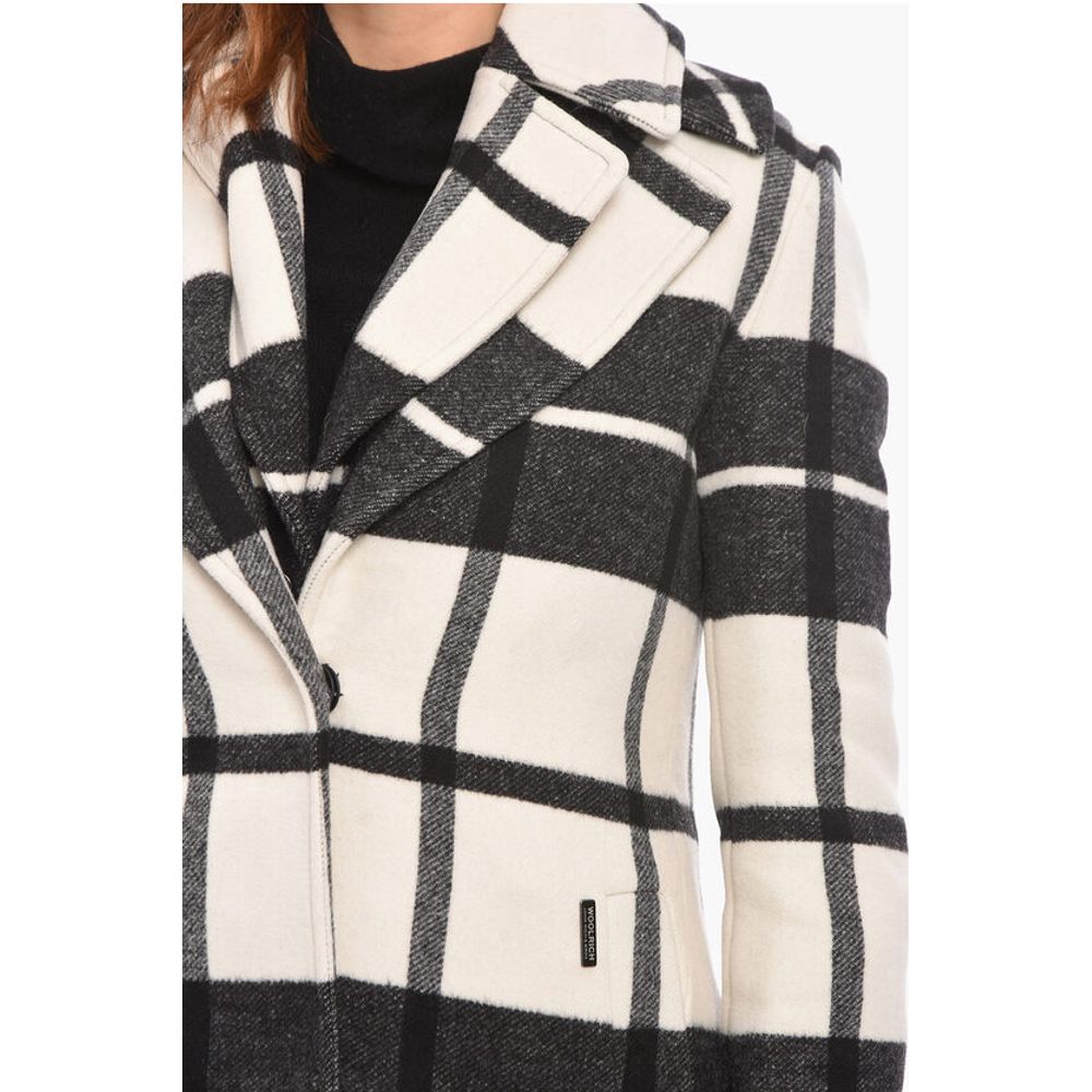 Woolrich Wool Padded Coat with Check Pattern