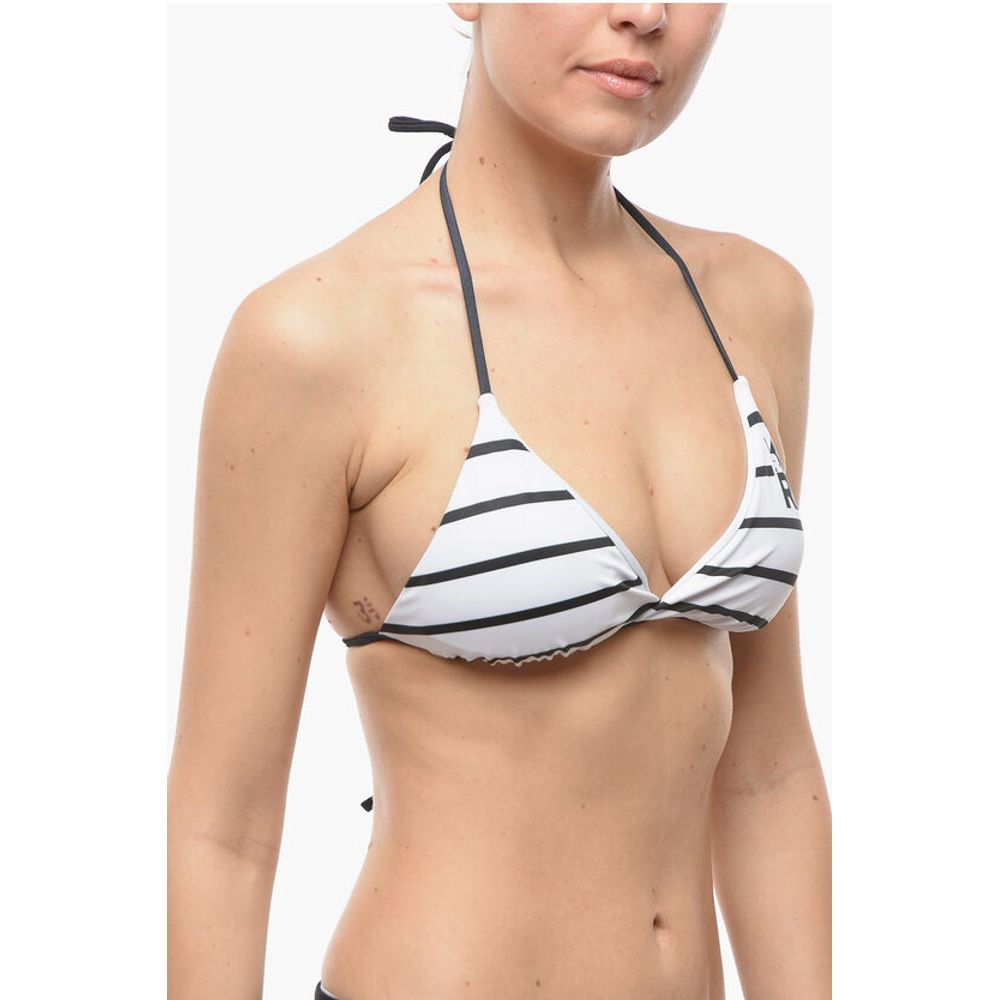Karl Lagerfeld Awning Striped Two-Tone Triangle Bikini Top