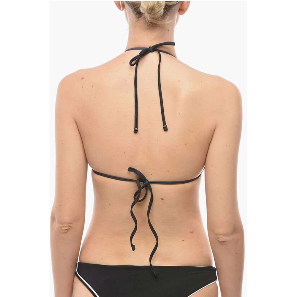 Karl Lagerfeld Awning Striped Two-Tone Triangle Bikini Top