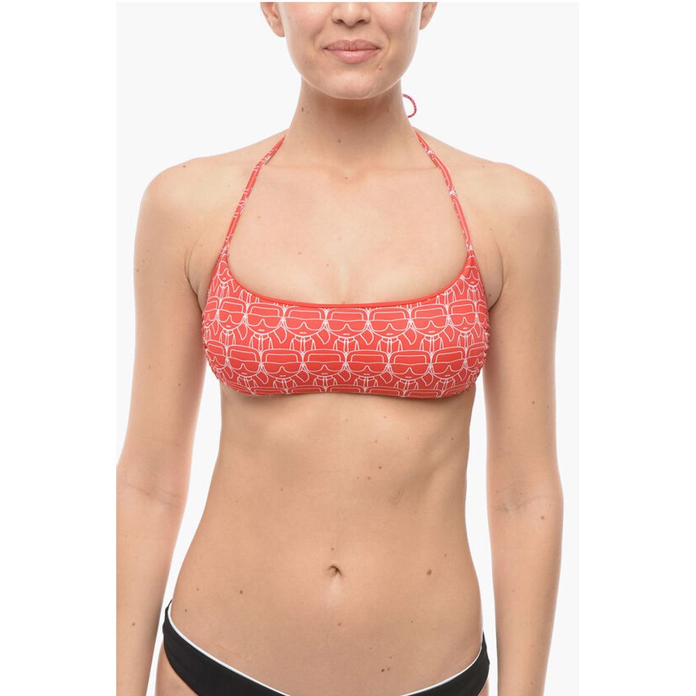 Karl Lagerfeld All Over Iconic Printed Bandeau Top Bikini