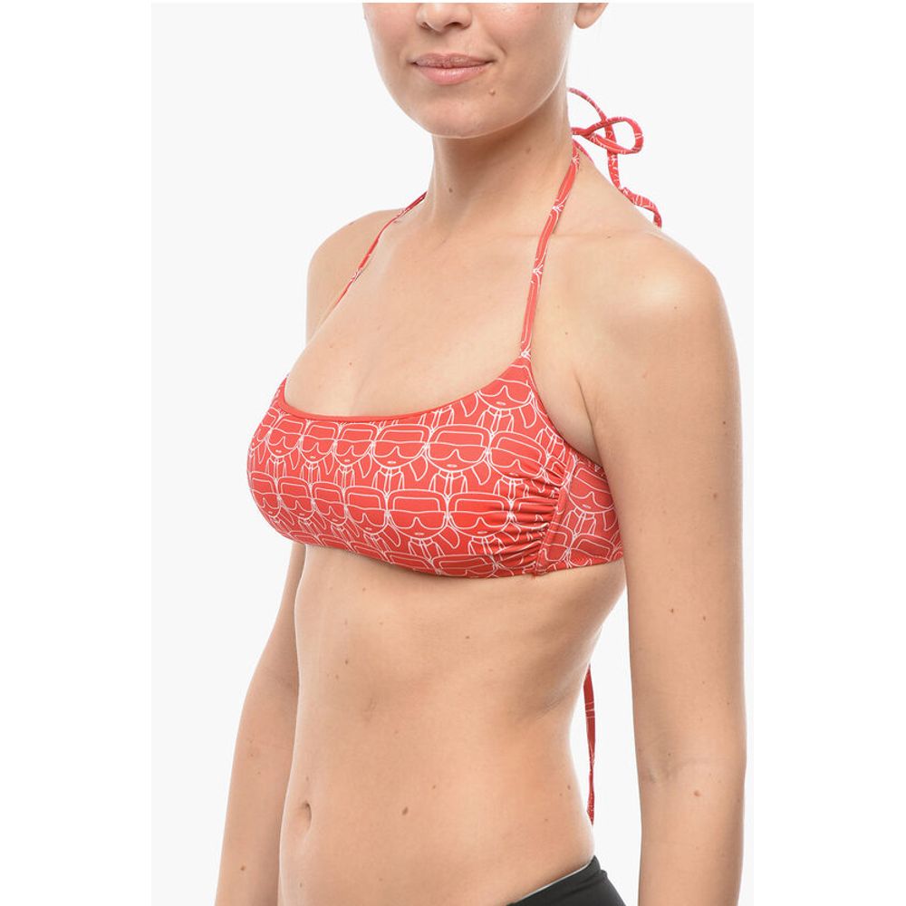 Karl Lagerfeld All Over Iconic Printed Bandeau Top Bikini