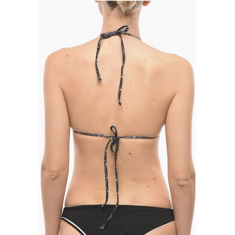 Karl Lagerfeld Triangle Bikini Top with All-Over Iconic Print