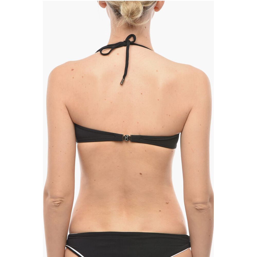 Karl Lagerfeld Bandeau Bikini Top with Printed Contrasting Logo