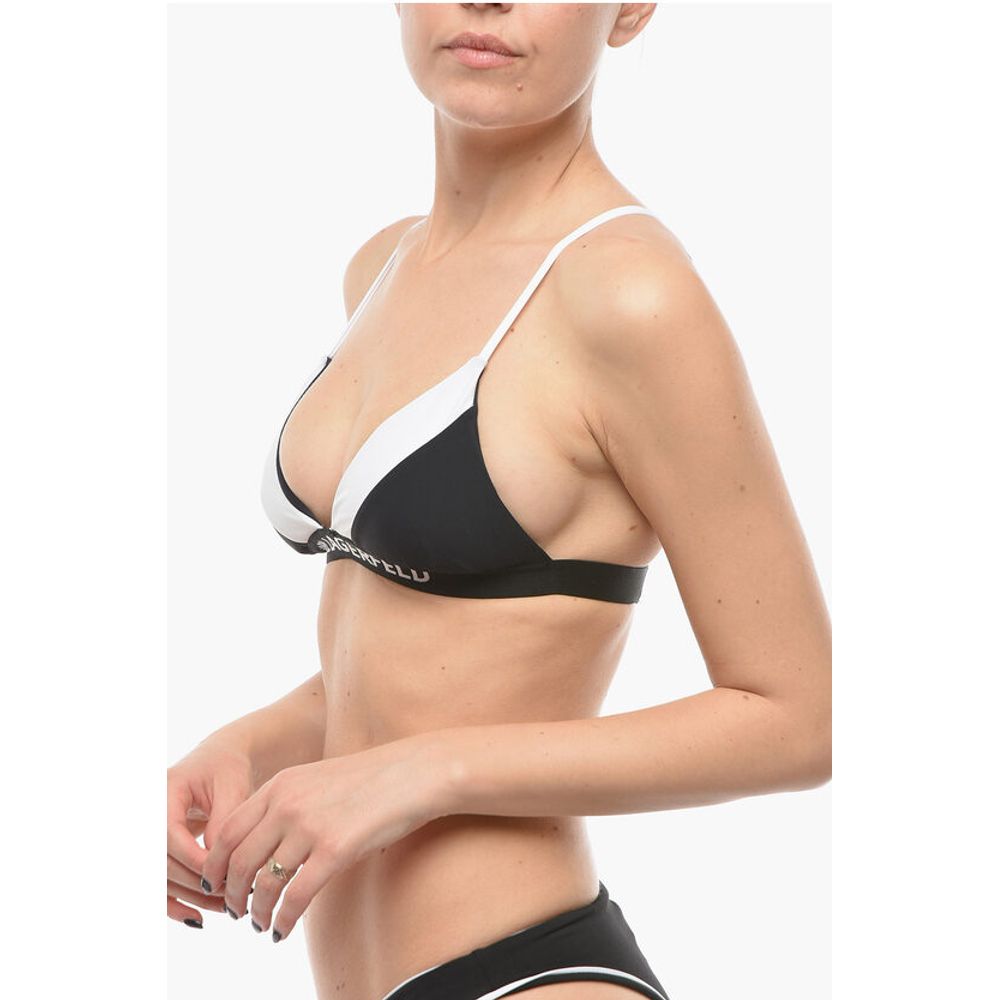 Karl Lagerfeld Two-Tone Triangle Bikini Top With Crossed on the Back
