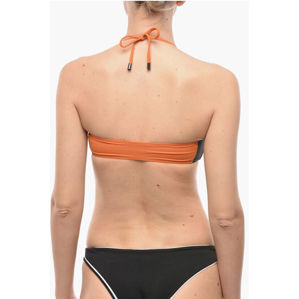Karl Lagerfeld Two Tone SPORT Bandeau Bikini Top With Zip Closure