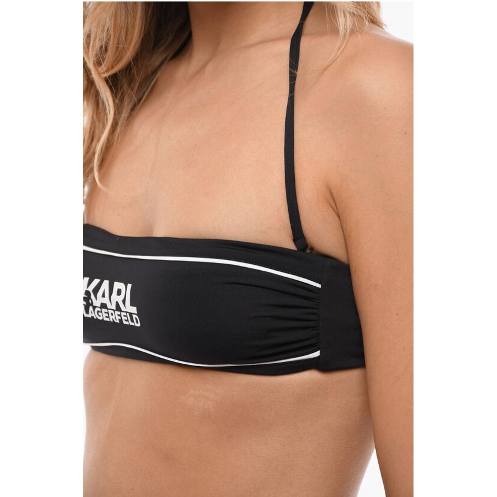 Karl Lagerfeld Bandeau Bikini Top with Printed Contrasting Details