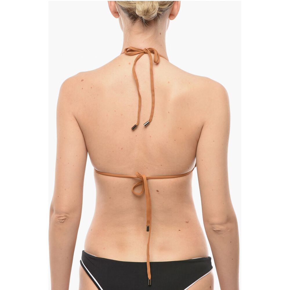Karl Lagerfeld Triangle Bikini Top with Contrasting Print Logo