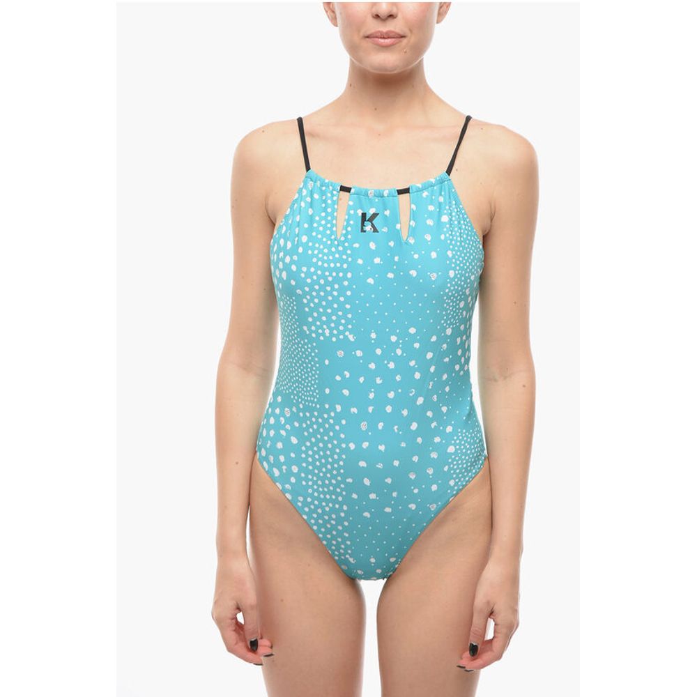 Karl Lagerfeld Open Back One-Piece Swimsuit with Contrasting Details