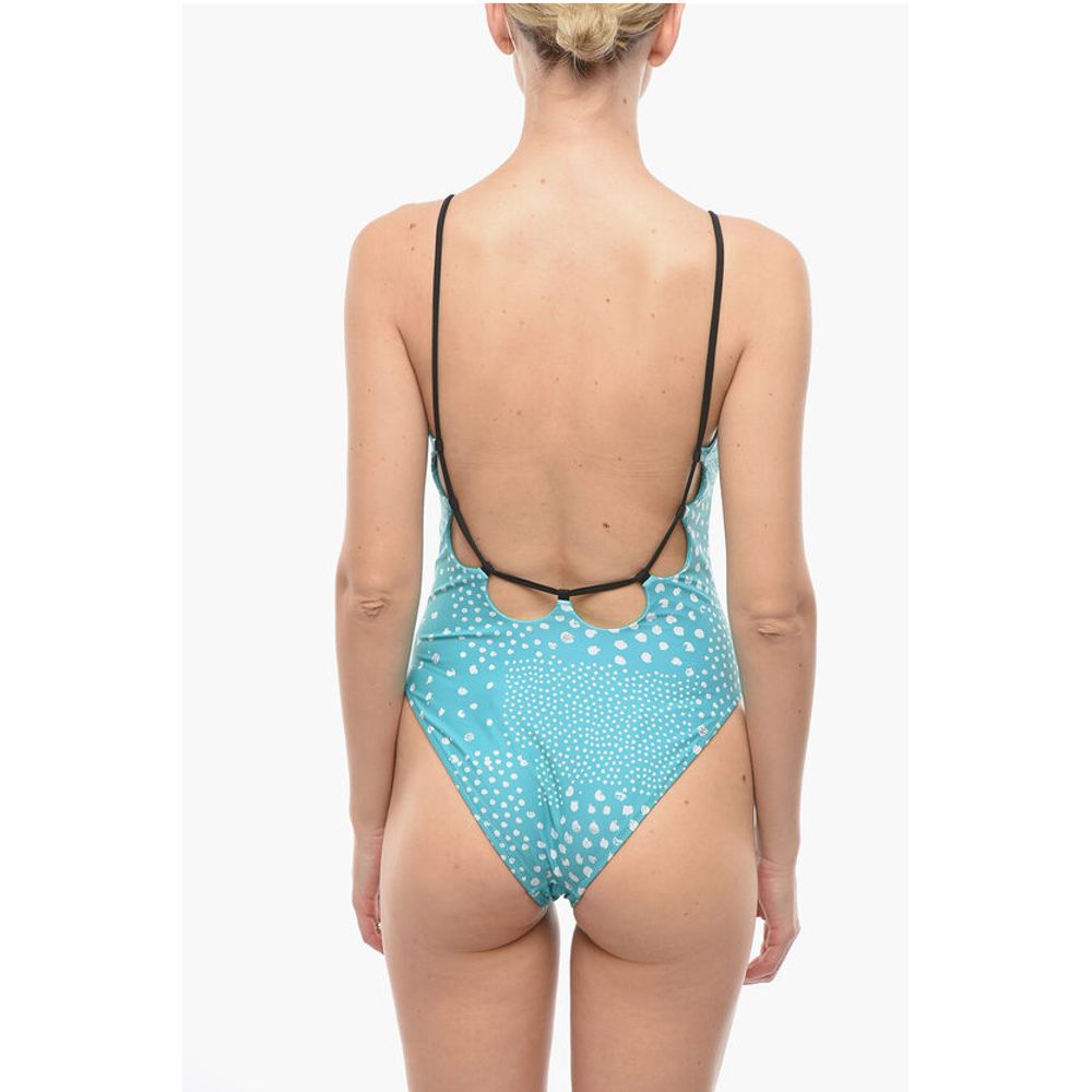 Karl Lagerfeld Open Back One-Piece Swimsuit with Contrasting Details