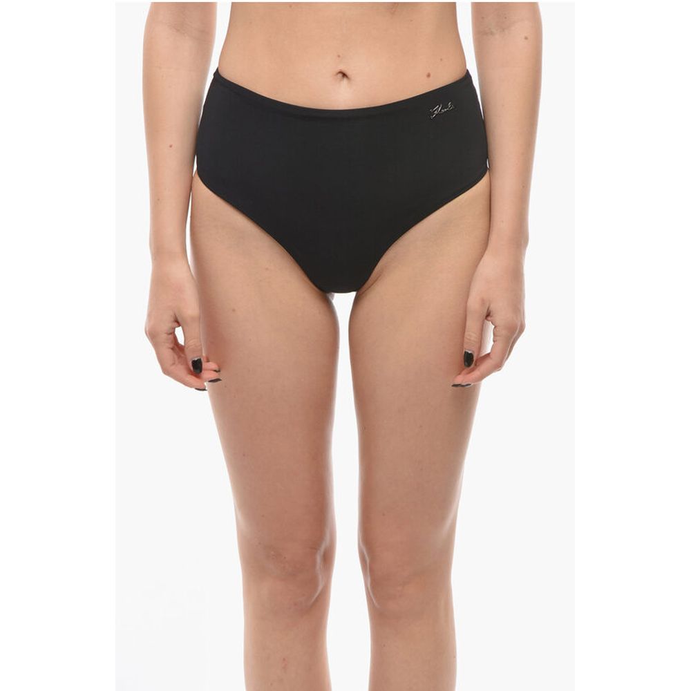 Karl Lagerfeld High Waist Bikini Bottom with Silver Logo