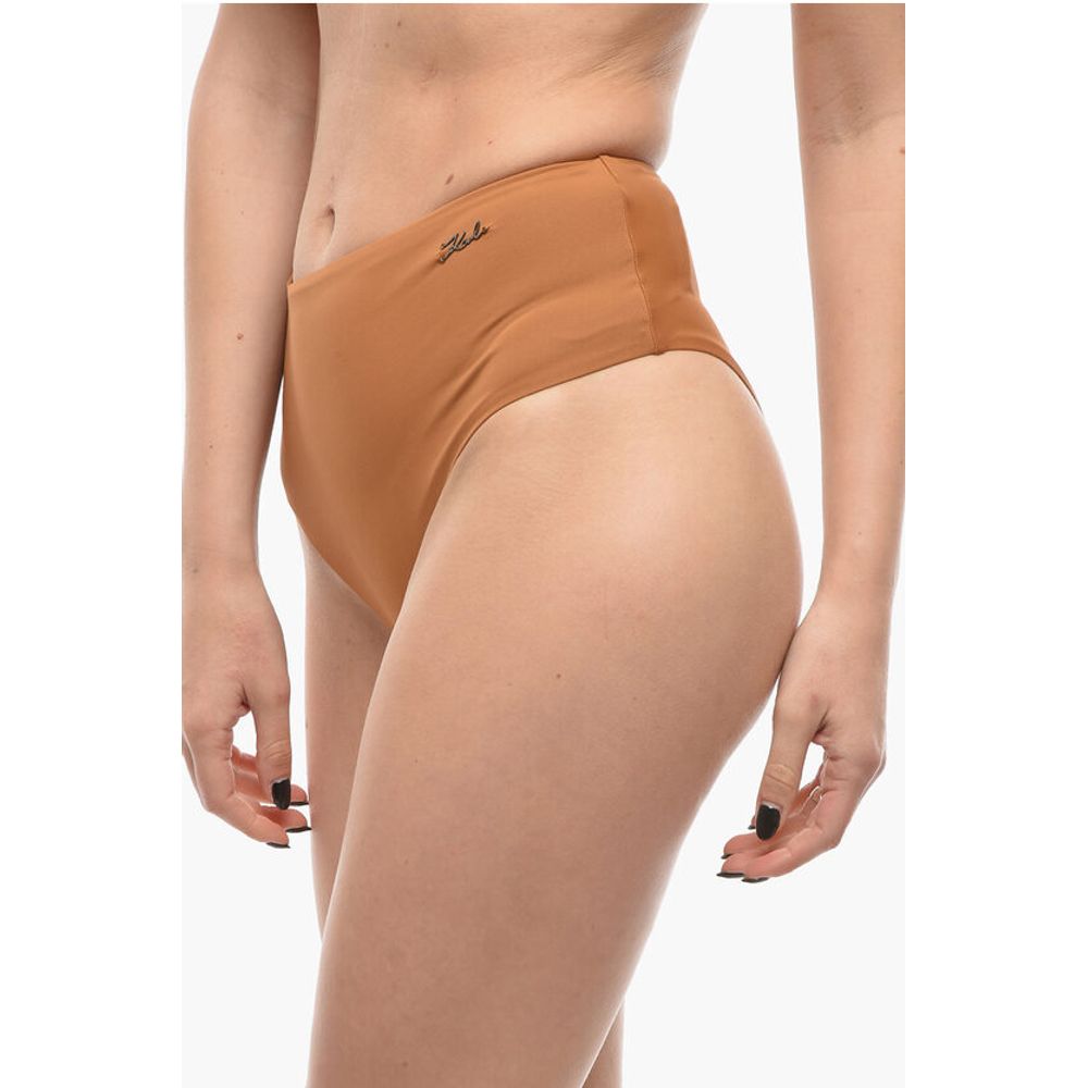 Karl Lagerfeld High Waist Bikini Bottom with Silver Logo